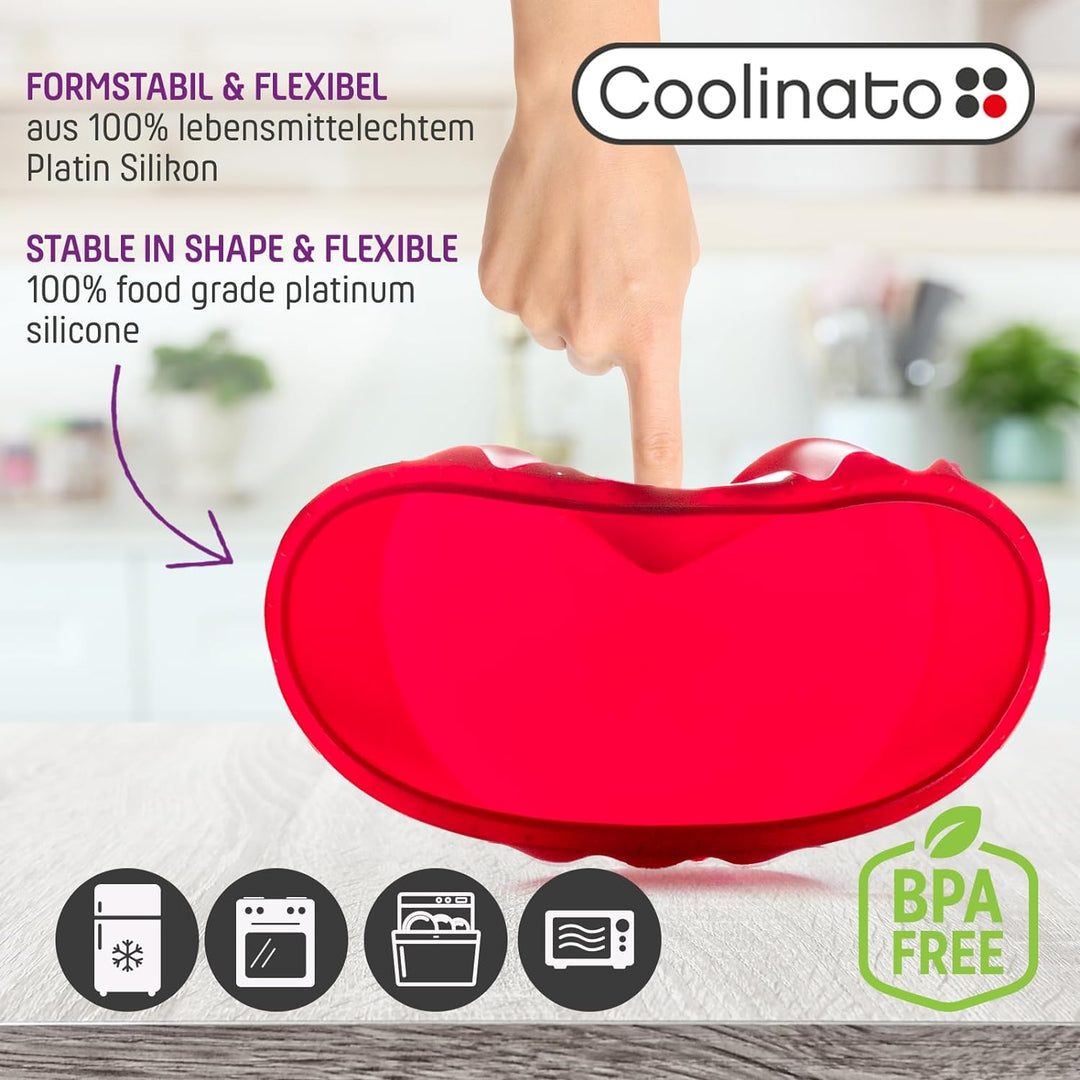 Coolinato 3er Set Silikon Backformen rund 16 cm 20 cm und 26 cm, Rot, Silikonformen zum Backen von K