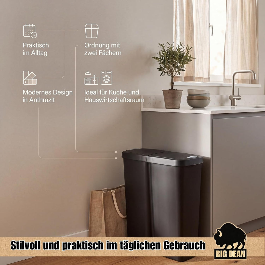 BigDean Duo Bin Mülleimer 2x25 Liter Made in Europe
