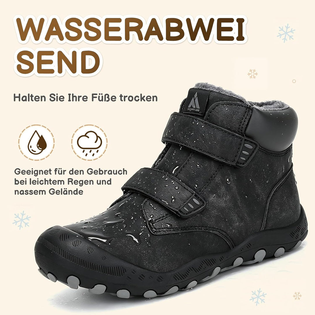 Mishansha Kinder Winterschuhe Gefüttert Winterstiefel für Jungen Mädchen Gr.24-38 26 EU Schwarz, 26