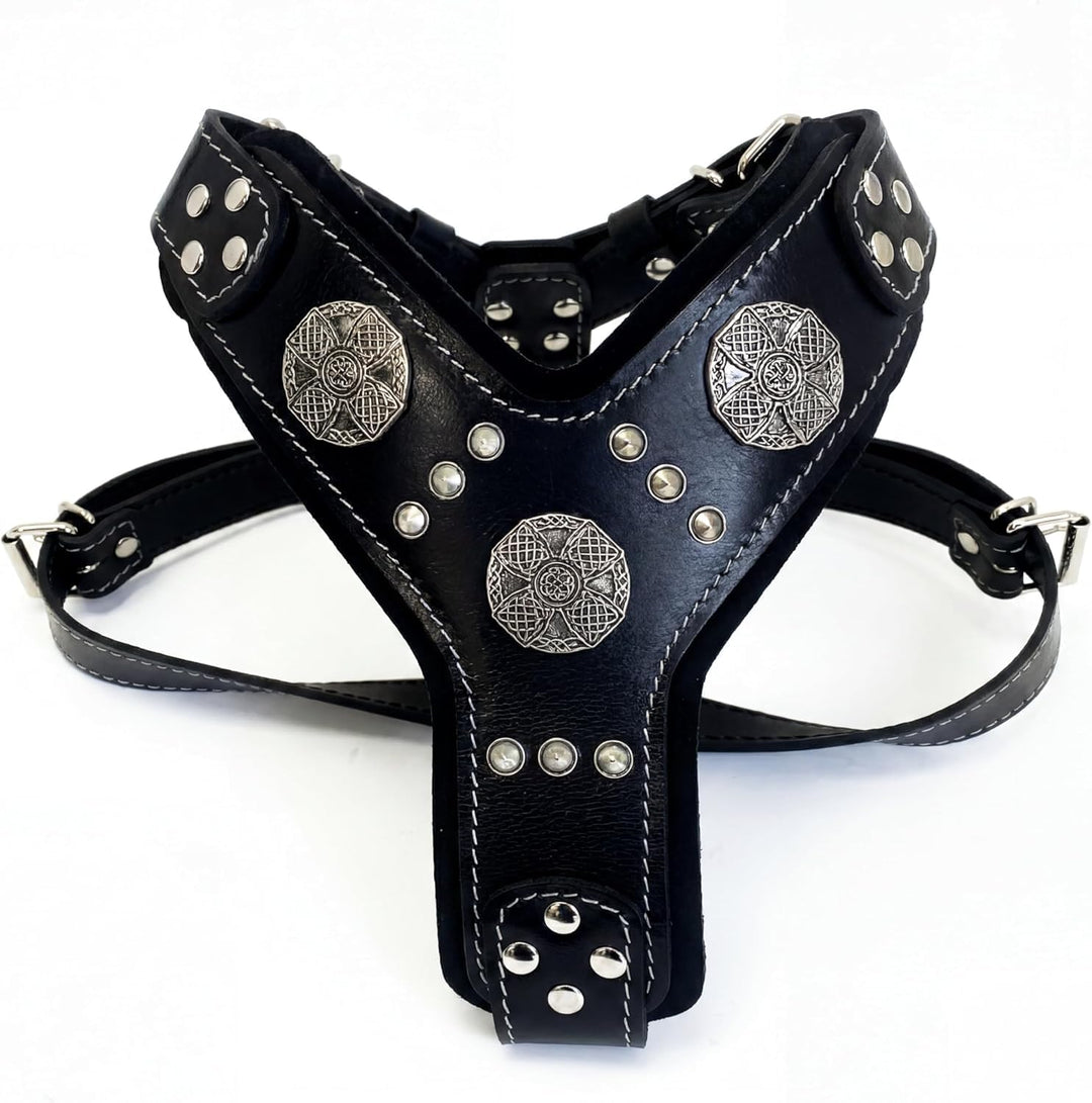 Bestia |Maximus| Leder Brustgeschirr für grosse Hunde. Bis 145 cm Brustumfang. 100% Leder. Handgefer
