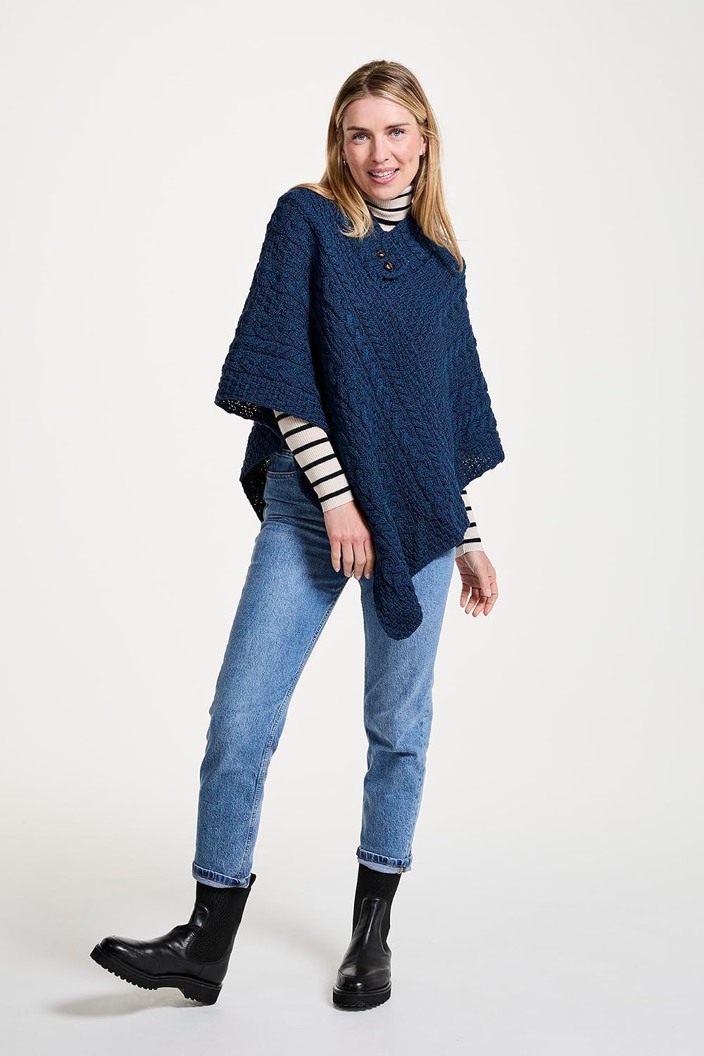 Aran Woollen Mills Damen Pullover Einheitsgrösse Blau, Einheitsgr&amp;