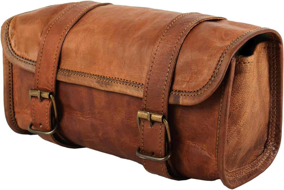 The Vintage Stuff Leder Lenkertasche Braun Sattel Motorradtasche Fahrrad Werkzeugtasche Buff Leder R
