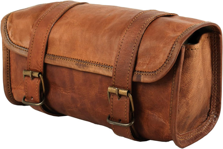 The Vintage Stuff Leder Lenkertasche Braun Sattel Motorradtasche Fahrrad Werkzeugtasche Buff Leder R