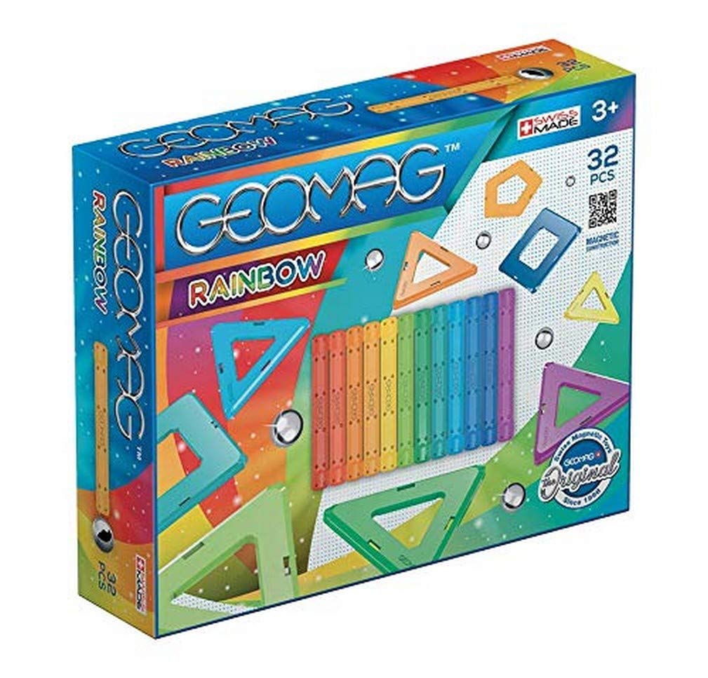 GEOMAG - CLASSIC RAINBOW - 32 Stück - Magnetische Bausteine für Kinder ab 3 Jahren - Hergestellt in