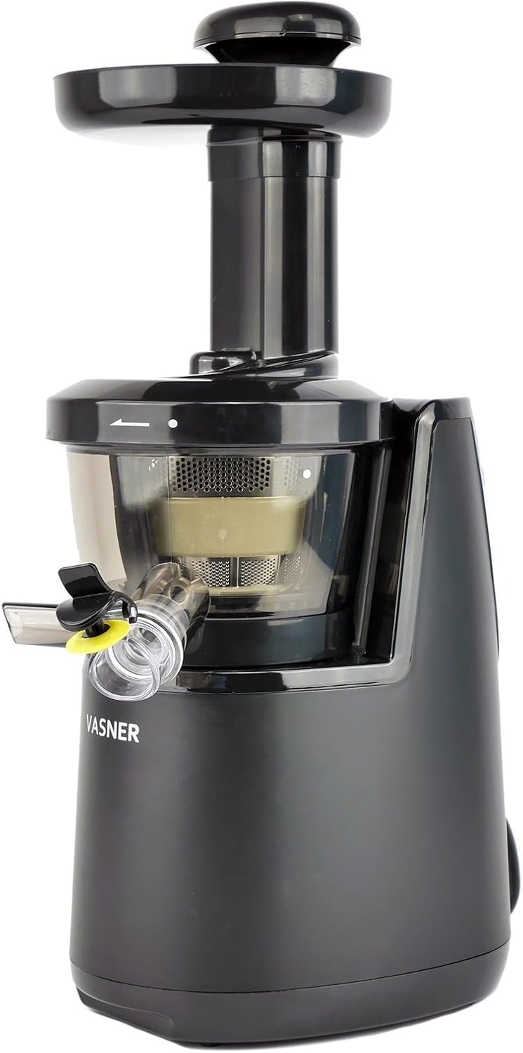 VASNER Entsafter schwarz für Obst und Gemüse Slow Juicer Saftpresse elektrisch für bessere Säfte ink