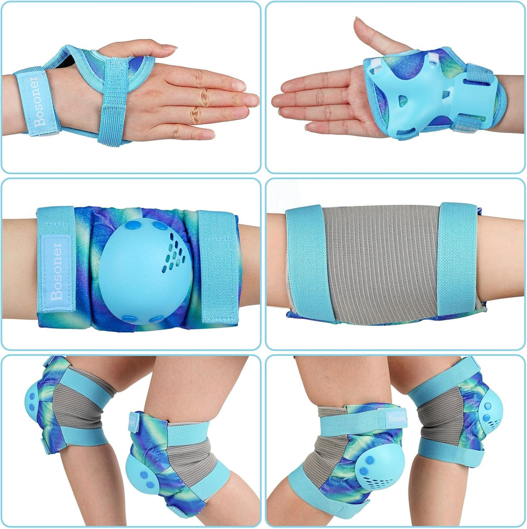 BOSONER Knieschoner Kinder Schoner Inliner Protektoren 6er Set Schützer Inliner Inline Skates Knie U