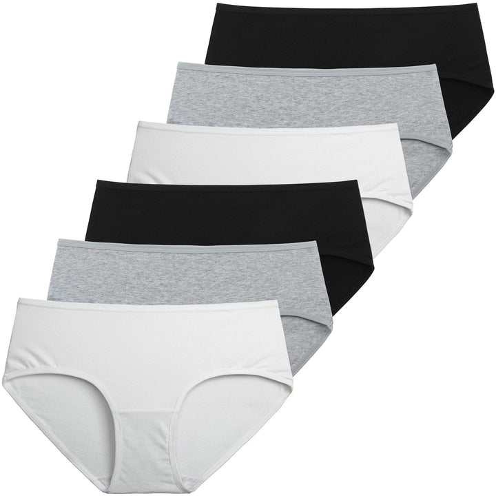INNERSY Unterhosen Damen Baumwolle Atmungsaktive Hipster Unterwäsche Basic Bequem Panties 6er Pack L