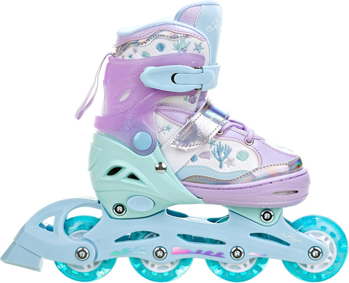 RAVEN 2in1 Kinder Schlittschuhe/Inline Skates Lia/Loret verstellbar mit LED Leuchtrad 27-30 (16,5-18