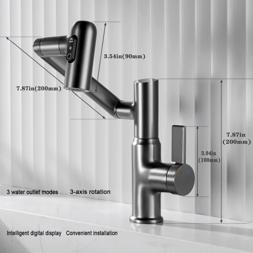 Smart Temperatur Badezimmer Wasserhahn, Einhand-Badezimmerarmatur, Waschbeckenarmatur, Küchenarmatur