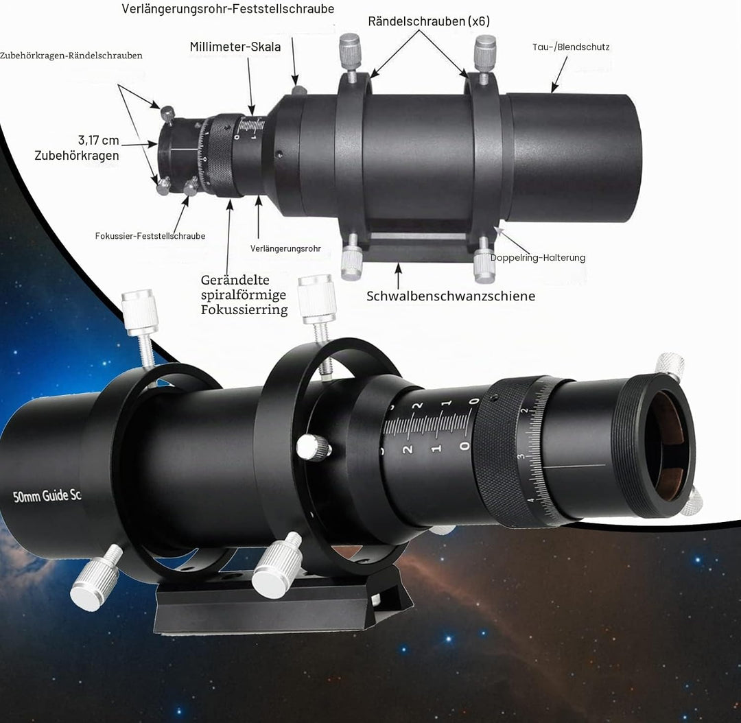 Svbony SV106 Teleskop Guiders, 50mm FMC Teleskope Sucher mit 190mm Brennweite Helical Fokussiergerät