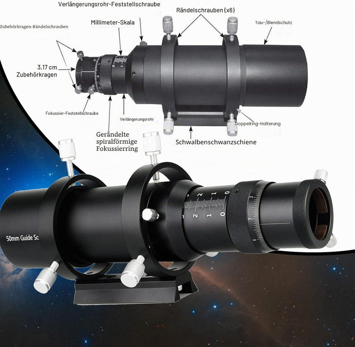 Svbony SV106 Teleskop Guiders, 50mm FMC Teleskope Sucher mit 190mm Brennweite Helical Fokussiergerät