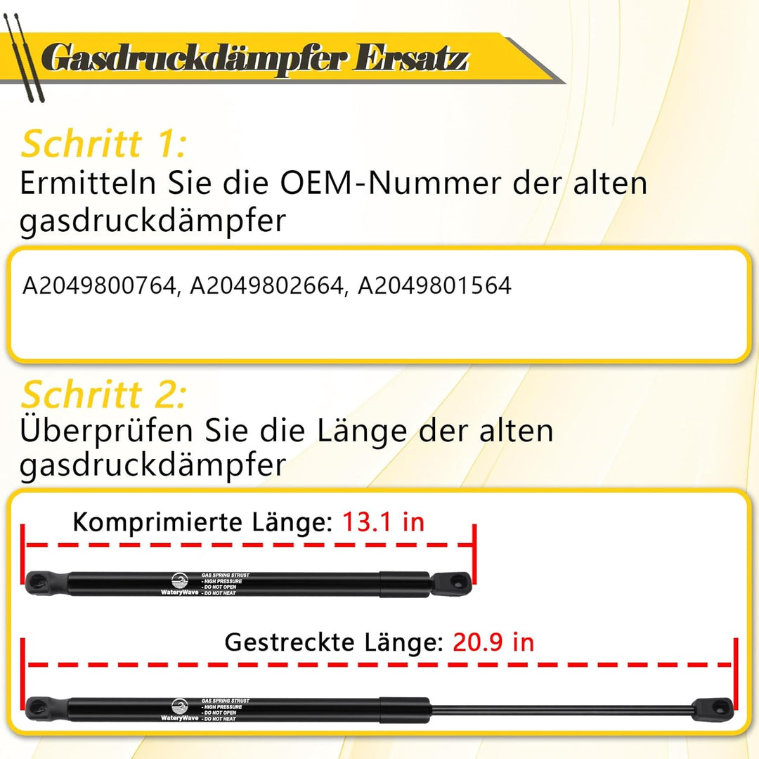 2X Heckklappendämpfer für Mercedes-Benz GLK-Klasse X204 200 220 250 280 300 320 350 SUV 2008-2015 Ko
