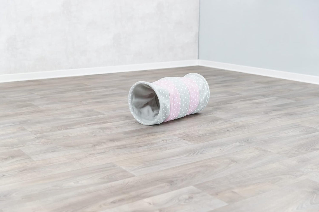 Trixie 4291 Spieltunnel, Fleece, ø 25 × 50 cm, grau/rosa (Packung mit 2) 1 Stück (2er Pack), 1 Stück