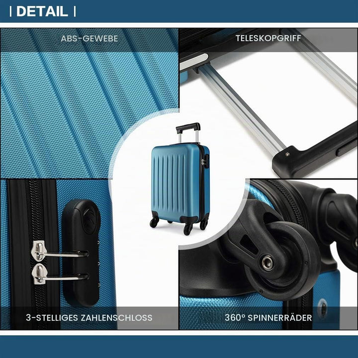 KONO Koffer Reisekoffer Mittelgross Trolley Hartschale ABS Gepäck 4 Rollen Spinner Rollenkoffer (Dun