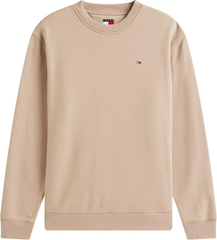 Tommy Jeans Herren Sweatshirt TJM Regular ohne Kapuze XS Beige (Coastal Taupe), XS Beige (Coastal Ta