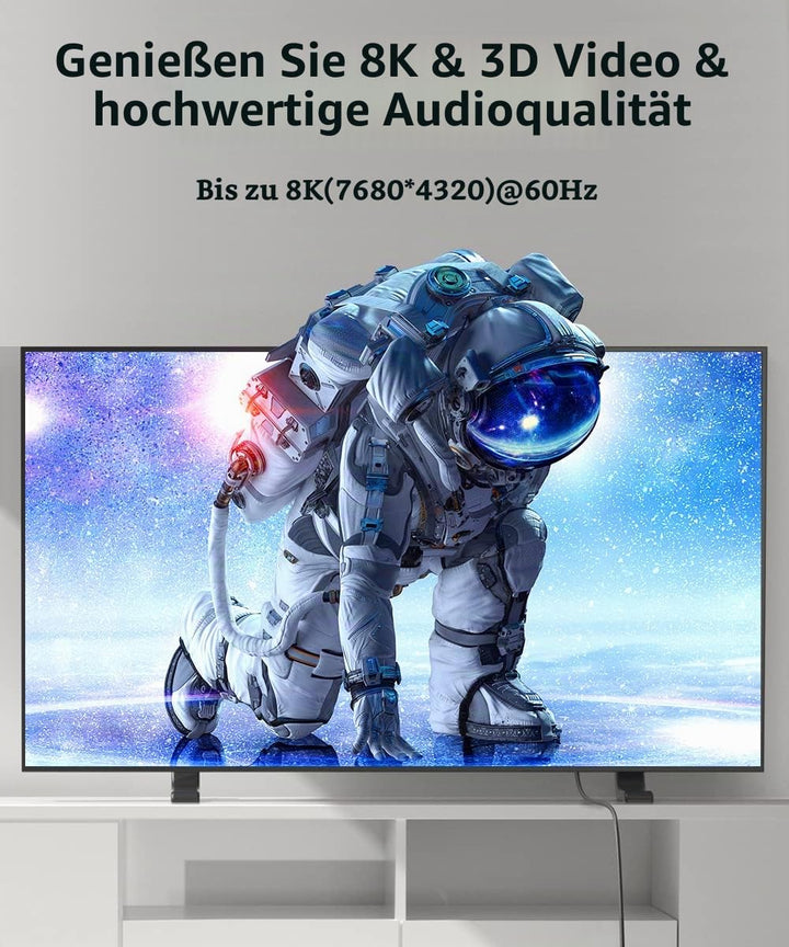 JSAUX 8K HDMI Kabel 5meter 2 Stück, HDMI 2.1 Kabel 48Gbps Highspeed HDMI Kabel, 4K @ 120Hz 144Hz, 8K
