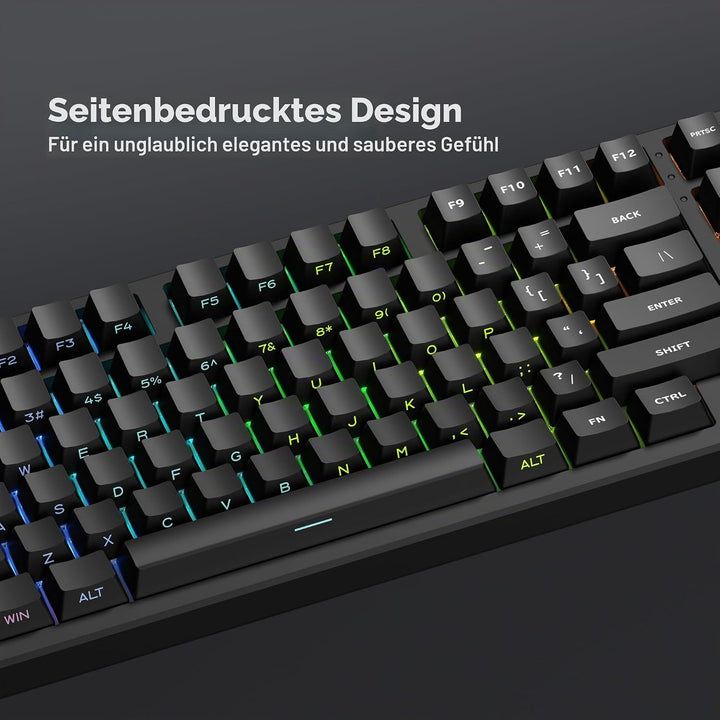PBT Keycaps - Side Print Keycap Set, Double Shot Shine Through Custom Keycaps, Black Keycaps OEM Pro