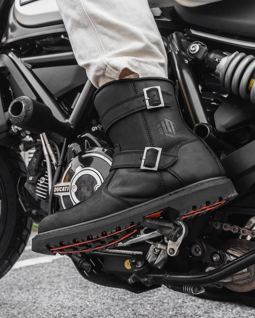 ILM Motorradstiefel-Motocross Stiefel Motorradschuhe Leder mit Seitlichem reissverschlüsse Herren Da