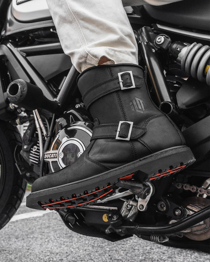 ILM Motorradstiefel-Motocross Stiefel Motorradschuhe Leder mit Seitlichem reissverschlüsse Herren Da