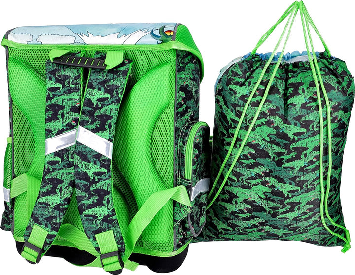 Dinosaurier Schulranzen Set Junge 1 KLASSE | Set 3 TEILIG FÜR GRUNDSCHULE | SUPER LEICHT | ERGONOMIS