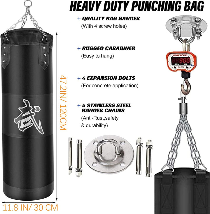 Boxsack Set Heavy Duty Punchingsäcke UNGEFÜLLT, Hängende Boxing Bag für Erwachsene Kinder, Punching