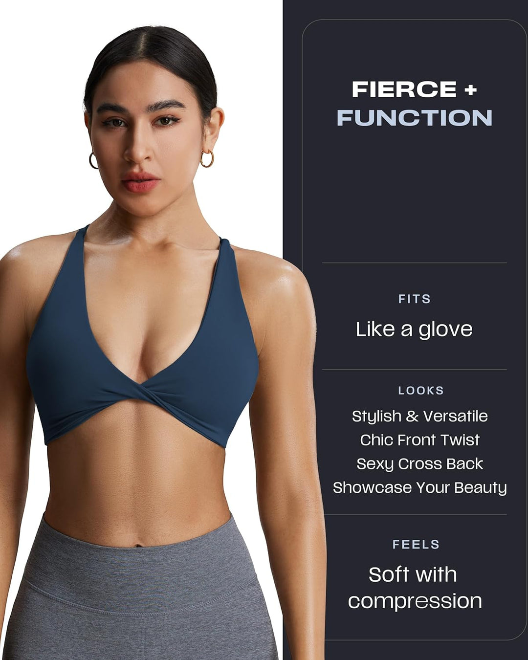Aoxjox Sienna Sport-BHS für Damen, Workout, Sport-BH, Yoga, Bauchfreies Tanktop Blaubeer S, Blaubeer