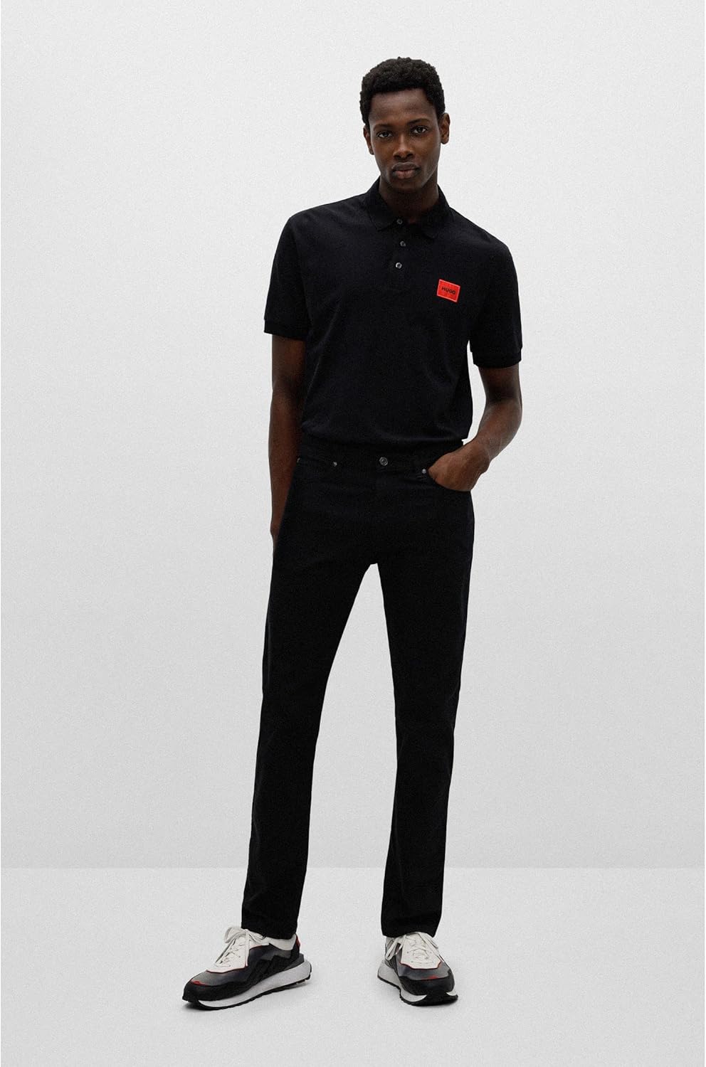 HUGO Herren Dereso222 Slim-Fit Poloshirt aus Baumwoll-Piqué mit Logo-Label, Black001
