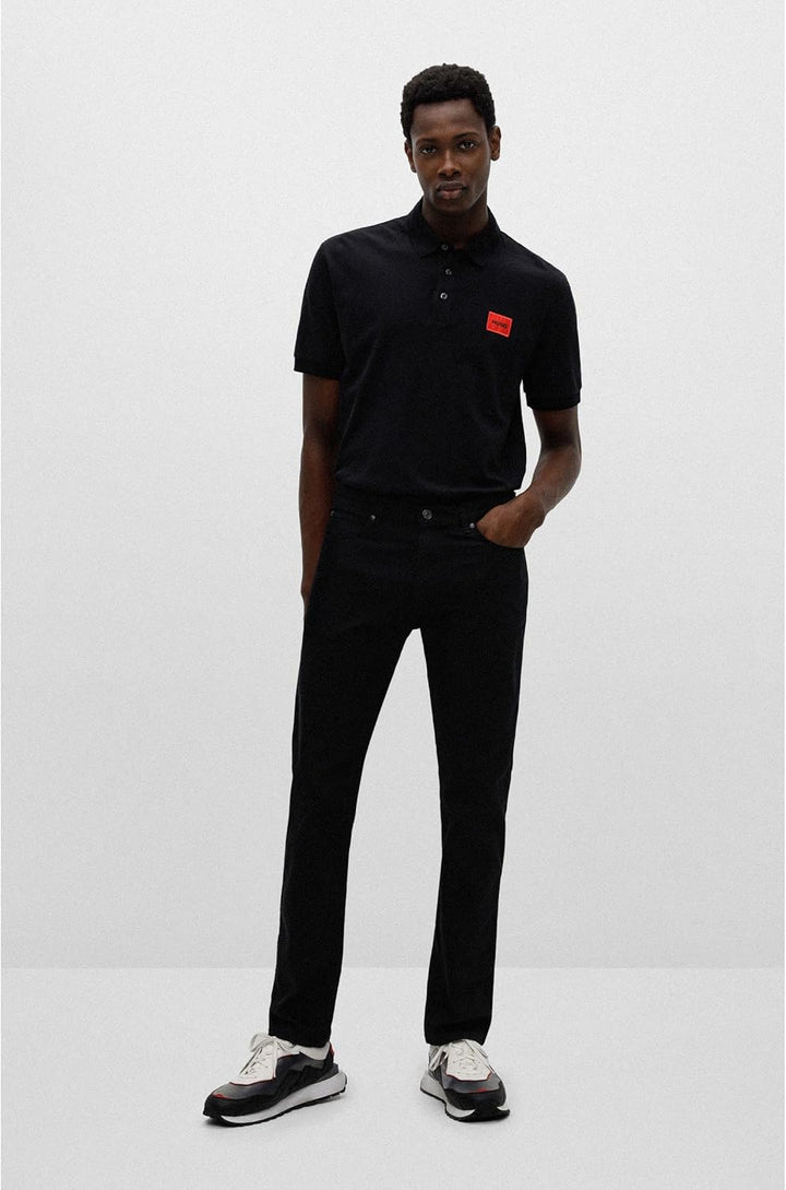 HUGO Herren Dereso222 Slim-Fit Poloshirt aus Baumwoll-Piqué mit Logo-Label, Black001