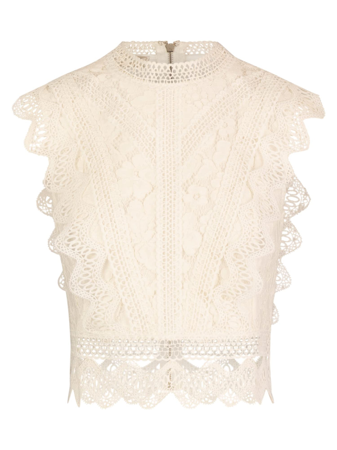 APART Fashion Damen Apart Plastischen Spitze Spitzentop 42 Creme, 42 Creme