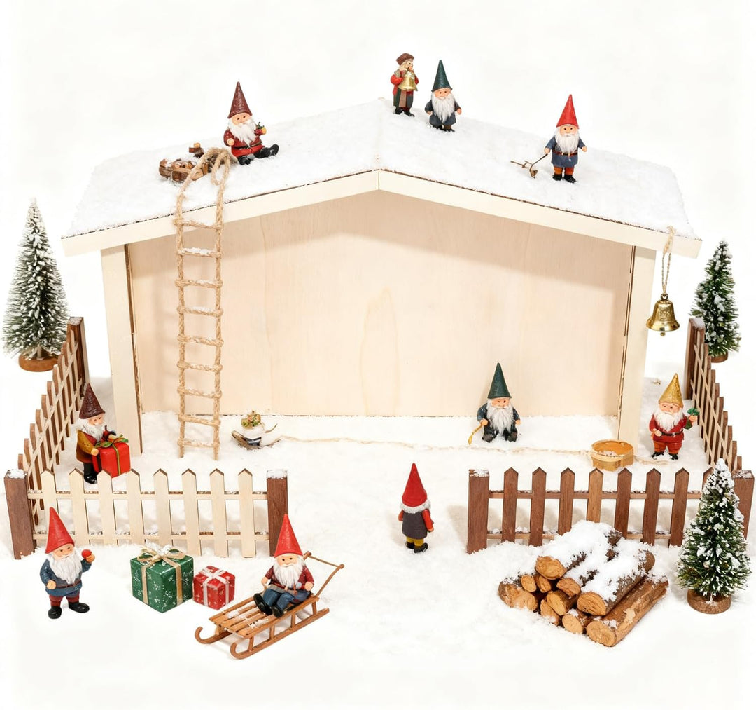 Wichtelhaus, Miniatur Wichtel Zubehör für Wichteltür und Weihnachten inkl. detailliertem Wohnhaus zu