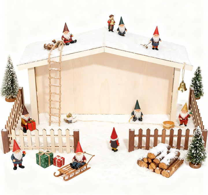 Wichtelhaus, Miniatur Wichtel Zubehör für Wichteltür und Weihnachten inkl. detailliertem Wohnhaus zu