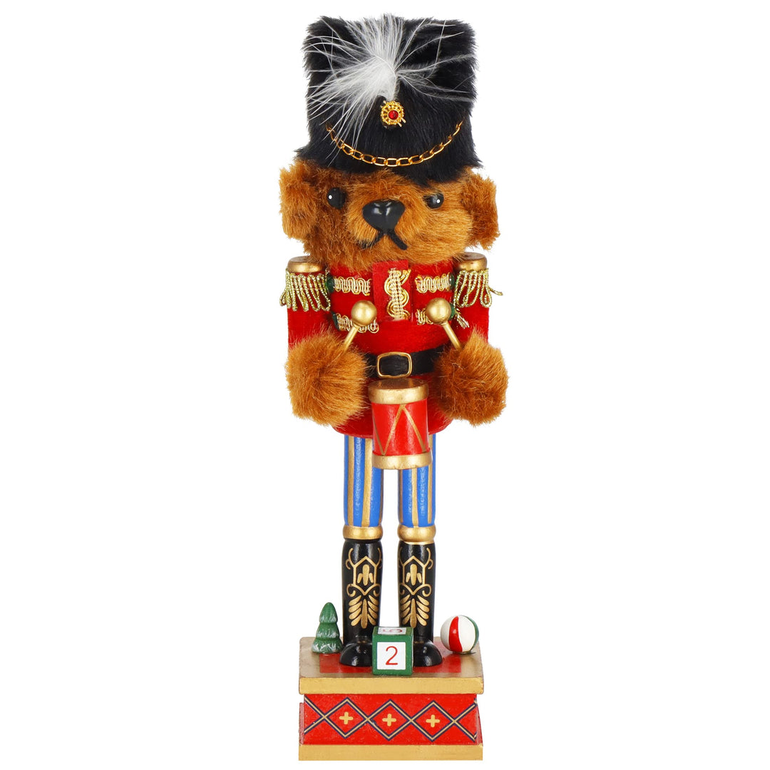 SPRINGOS Nussknacker-Bär mit Militärmütze und Trommel 37,5 cm Dekofigur Weihnachtsdekoration Braun,