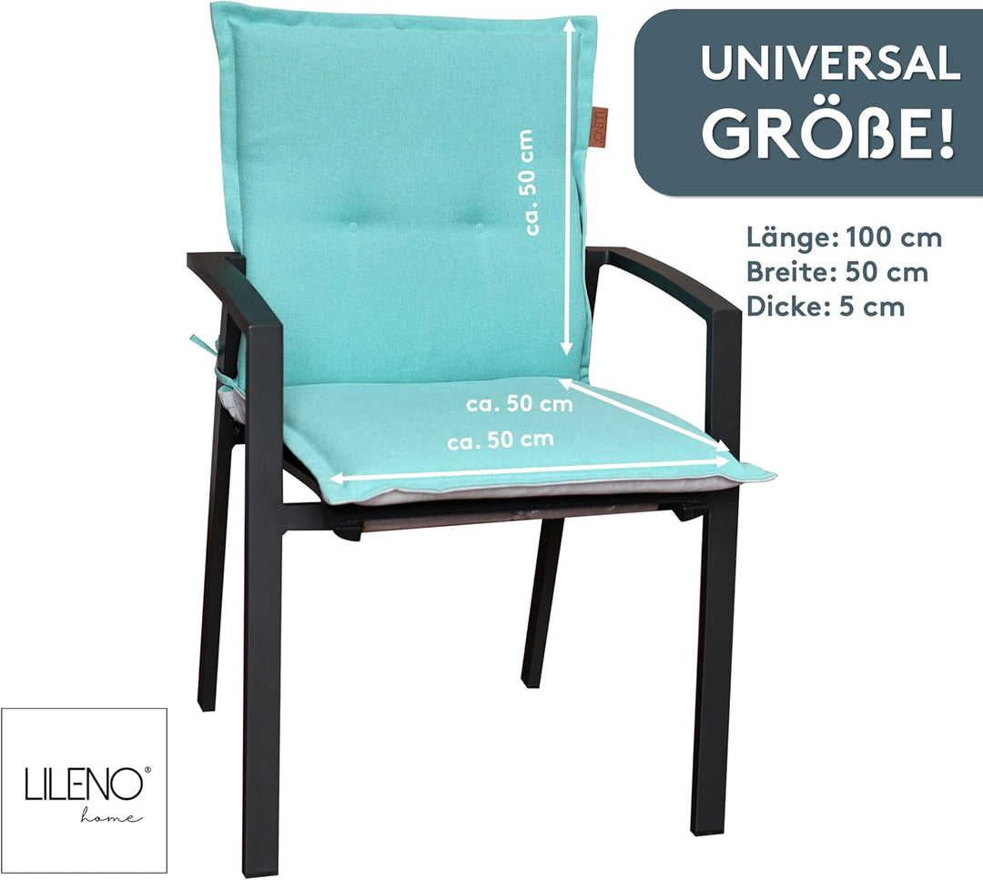 LILENO HOME Gartenstuhl Auflagen [2er Set - Niedriglehner] in Karibik - Bequeme Liegen als Sitzaufla