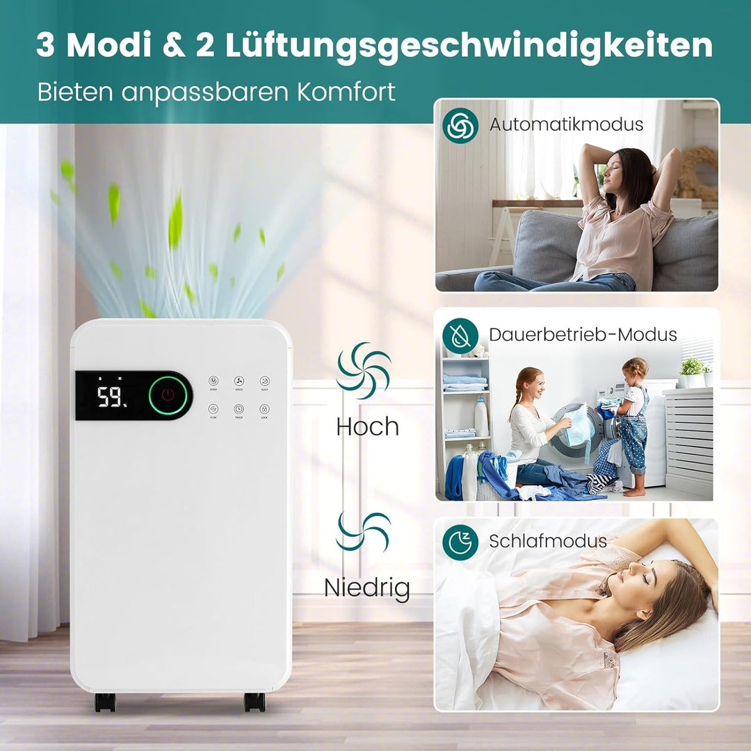RELAX4LIFE Luftentfeuchter Elektrisch, 15L/24H, 2,3L Wassertank, Raumentfeuchter Schlafmodus & 24h T