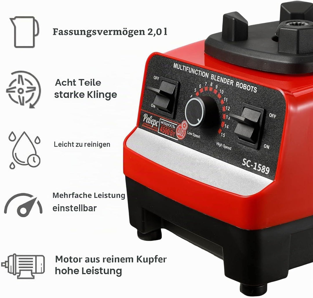 Standmixer mit 2000 W, 2-in-1, professioneller Entsafter mit 2 l, Entsafter für Säfte und Smoothies