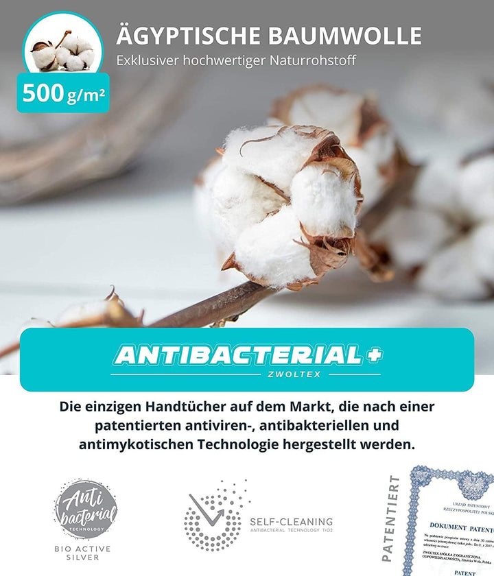 ZWOLTEX Antibakteriell Handtuch Set I 100% Ägyptischer Baumwolle I Made IN EU I Sammlung Paulo, Gr.