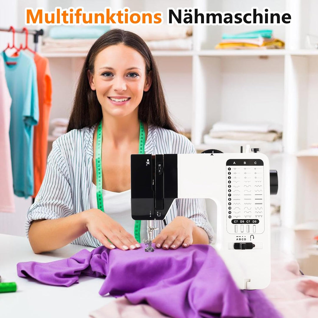 Nähmaschine für Anfänger, 38 Stichprogrammen Elektrische Nähmaschine, Tragbare Sewing Machine Mini m