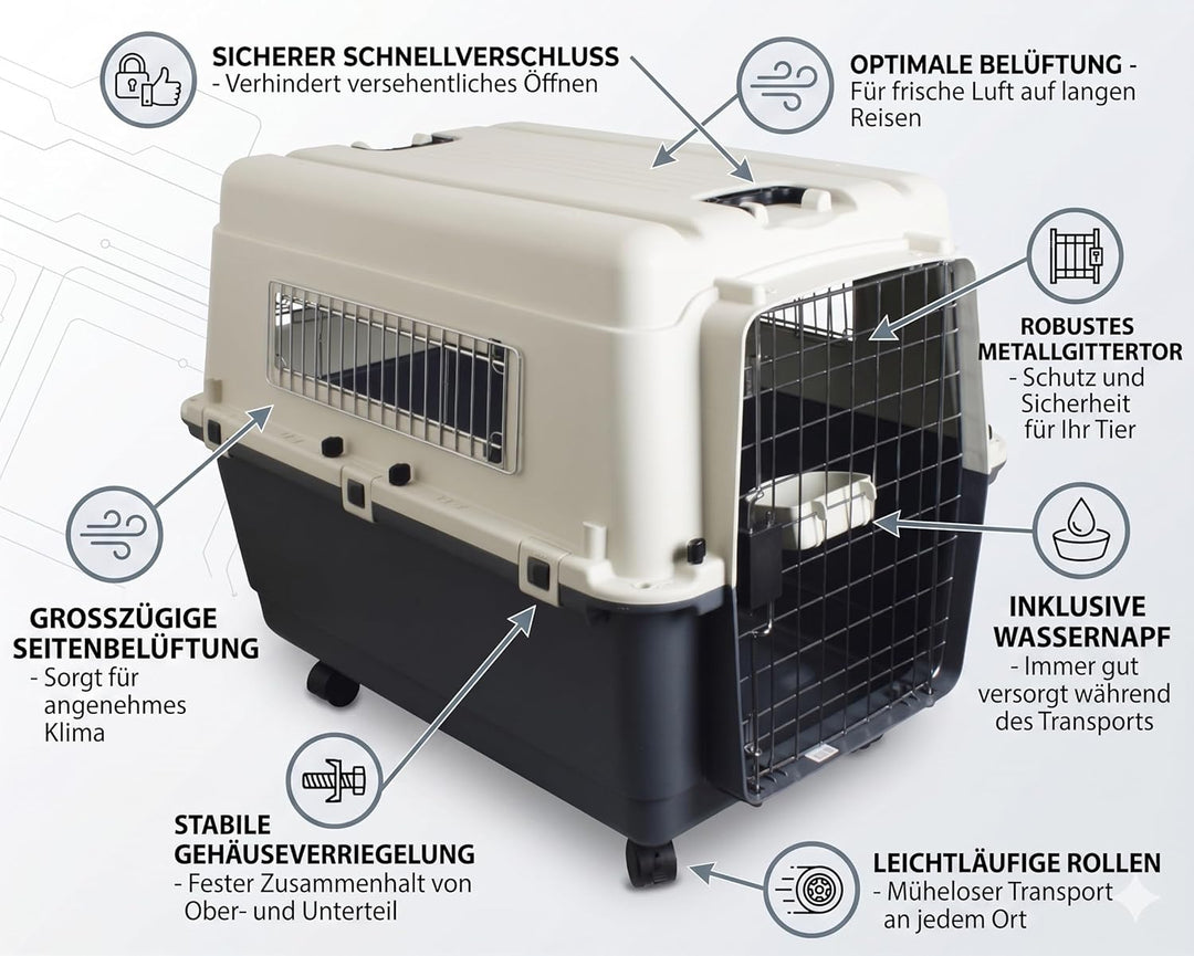 Flugzeug Transportbox – Die sichere Hundebox und Reisebox für Jede Flugreise (L), L