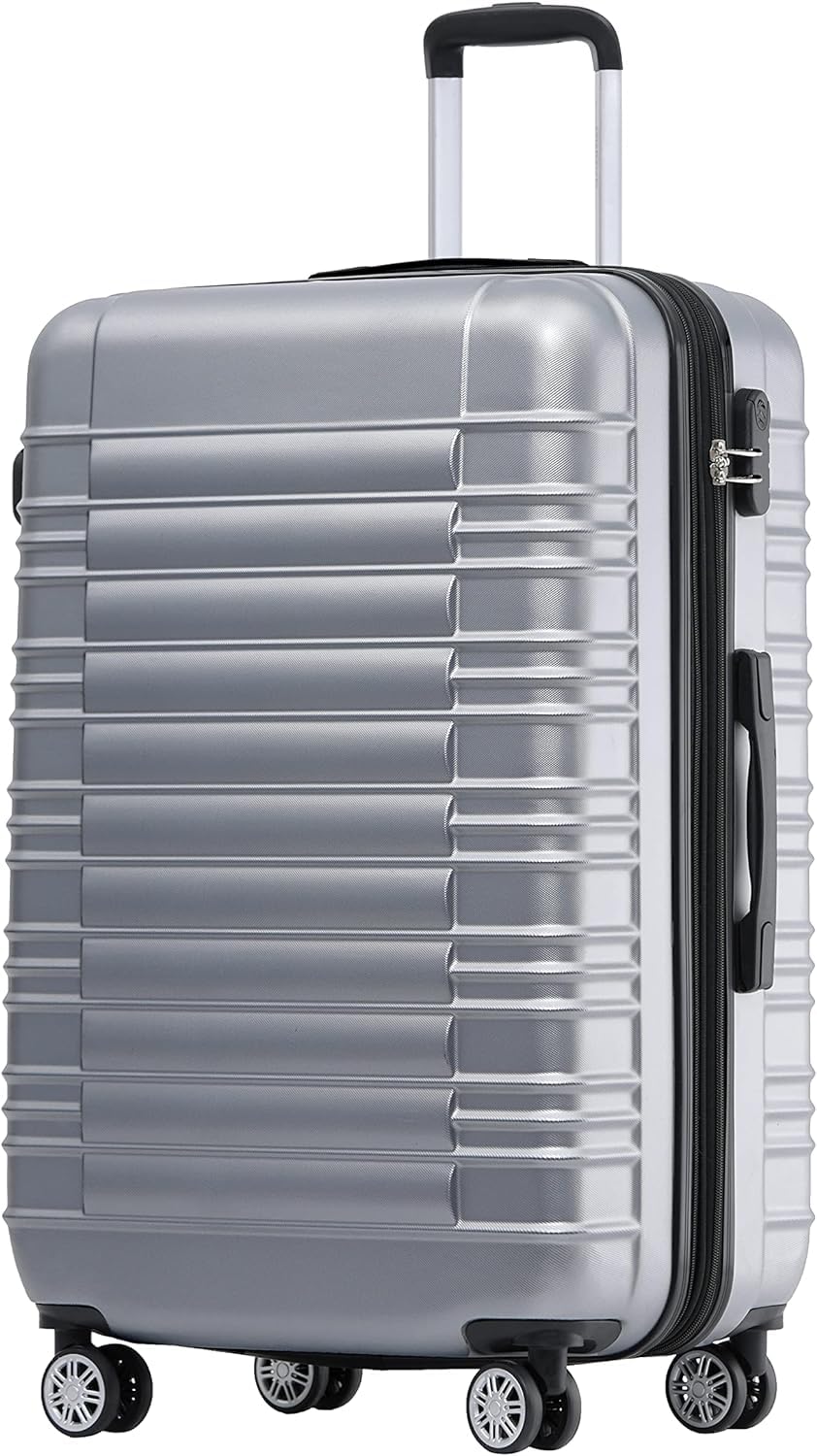 BEIBYE Zwillingsrollen Reisekoffer Koffer Trolleys Hartschale M-L-XL-Set (Silber, L) Silber L, Silbe