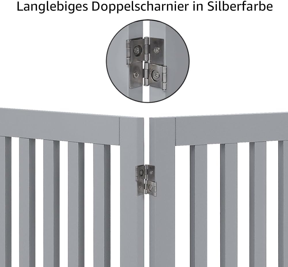 unipaws Absperrgitter, freistehendes Schutzgitter mit Füssen, Treppenschutzgitter ohne Bohren, Holz-