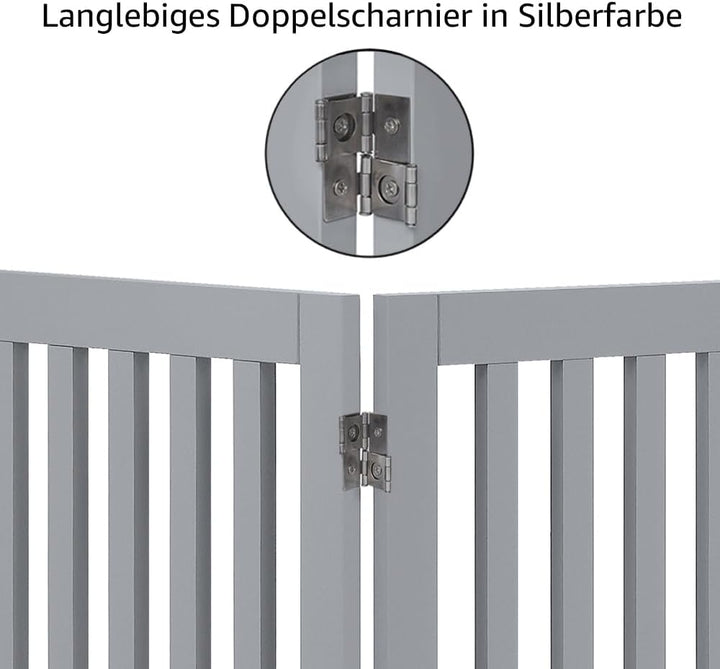 unipaws Absperrgitter, freistehendes Schutzgitter mit Füssen, Treppenschutzgitter ohne Bohren, Holz-