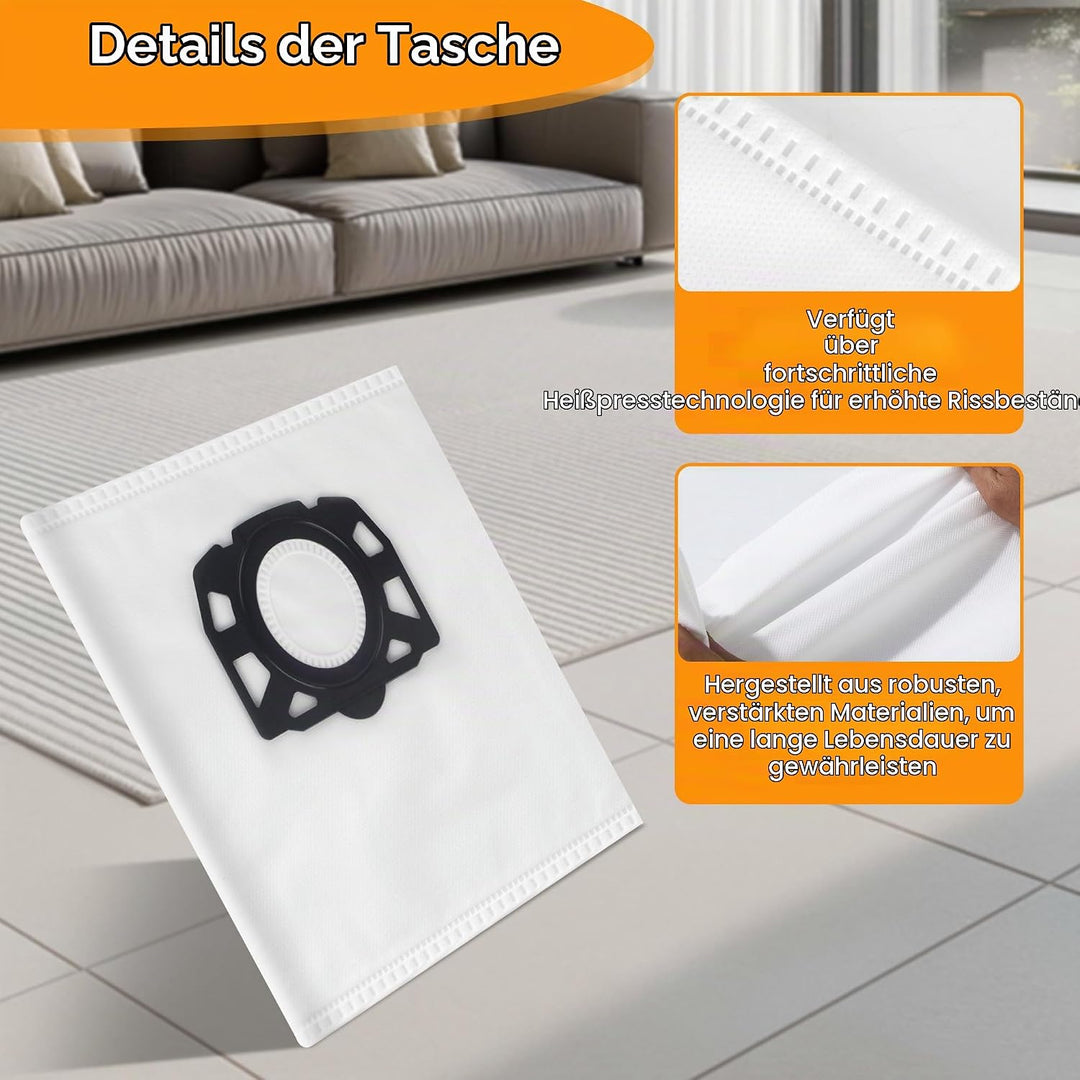 12 Staubsaugerbeutel und 2 Filter, Mit 1 bürste für Kärcher WD3 WD3 P WD2 WD 2 Plus MV2-3 KWD 1-3 SE