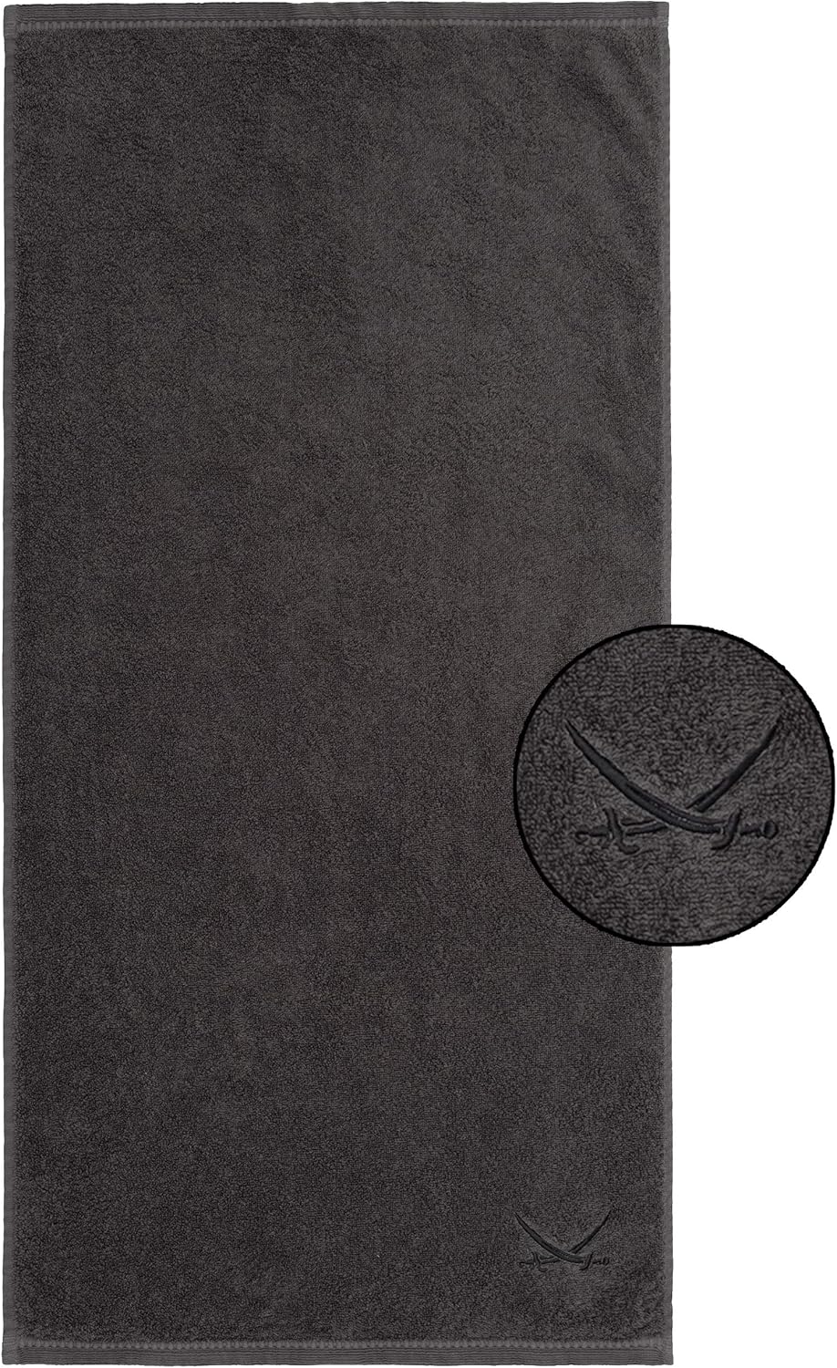 Sansibar Handtuch 6er Set 50x100 cm 100% Baumwolle mit gesticktem Säbel Logo Badtuch Anthrazit 6er S