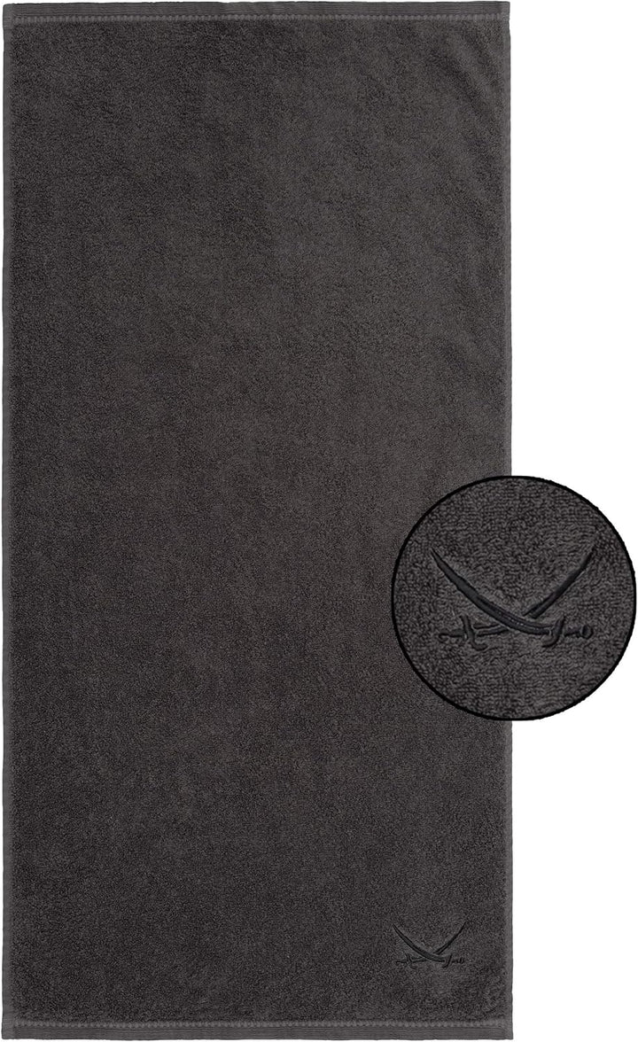Sansibar Handtuch 6er Set 50x100 cm 100% Baumwolle mit gesticktem Säbel Logo Badtuch Anthrazit 6er S