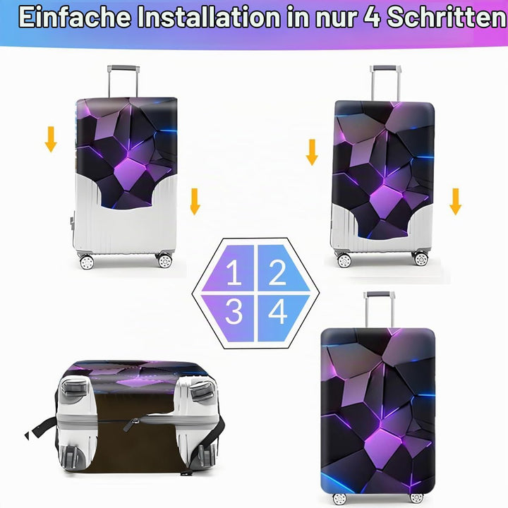 FANSU Elastisch Kofferhülle Kofferschutzhülle, 3D Weltraumdruckl Kofferüberzug Schutzhülle mit Reiss