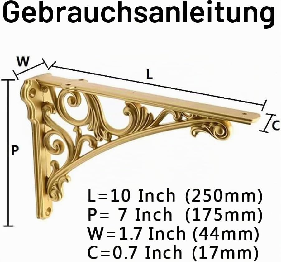 HARPOON 25,4 cm Regalhalterungen, 2 Stück, robuste Wandhalterung, Barock, Küche, dekoratives Regal,
