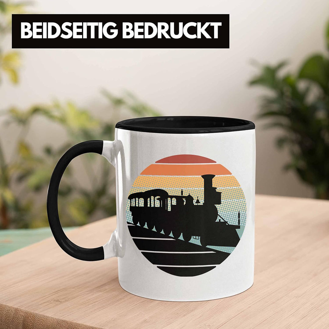 Trendation - Lustige Eisenbahn Tasse für Eisenbahner Geschenk Vintage Grafik (Schwarz), Schwarz