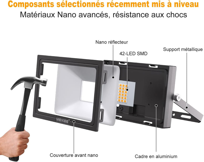 MEIKEE LED-Strahler 35W (2 Stück) Warmweiss, Warmweiss