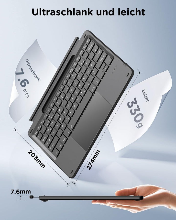 CACOE Bluetooth Tastatur für Surface Pro 12, Ultraslim Keyboard Type Cover für Surface Pro, 7-Farben