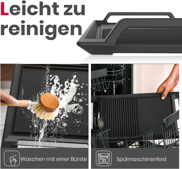 GASLAND IHGD-S23C Grillplatte mit Seitengriffen, Grillpfannen für Induktionskochfelder, Gusseisen mi